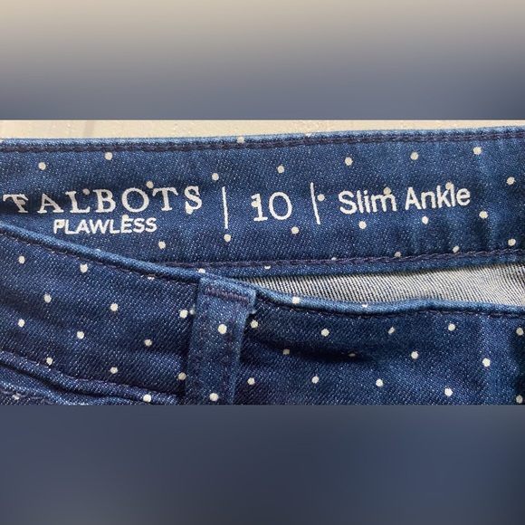 Talbots Slim Ankle Jean, medium rinse with white dots, size 10 Missy - Picture 3 of 4